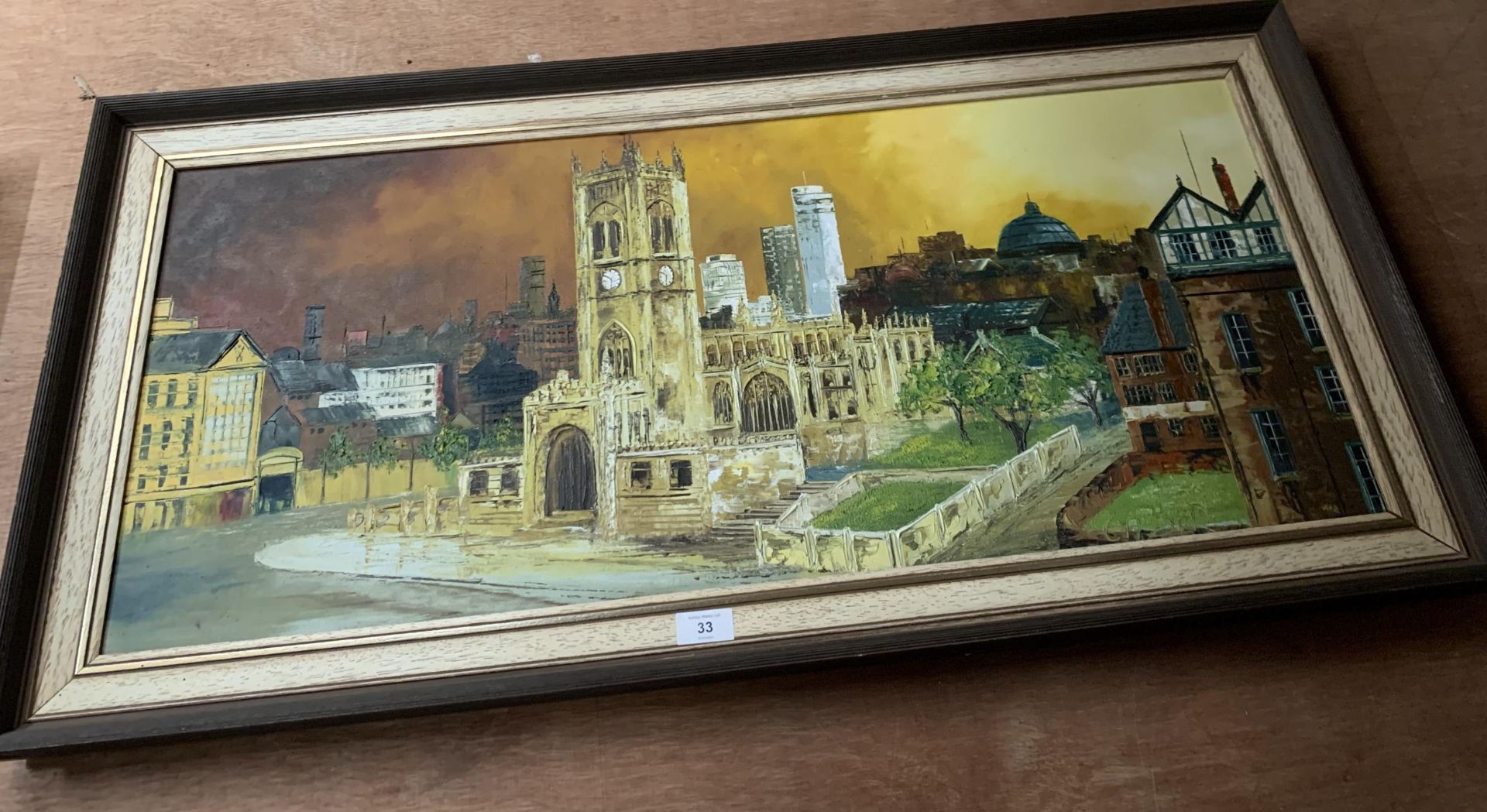 * GAZIER (20TH CENTURY) 'MANCHESTER CATHEDRAL', OIL ON CANVAS, 40 X 91CM, SIGNED, TITLE & DATE 78