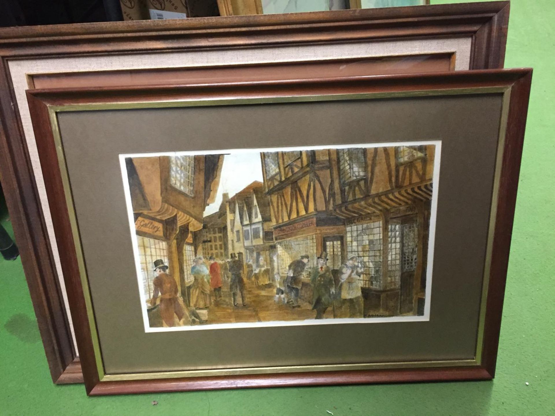 TWO FRAMED PRINTS OF A VINTAGE TOWN (CHESTER?) - Image 4 of 5