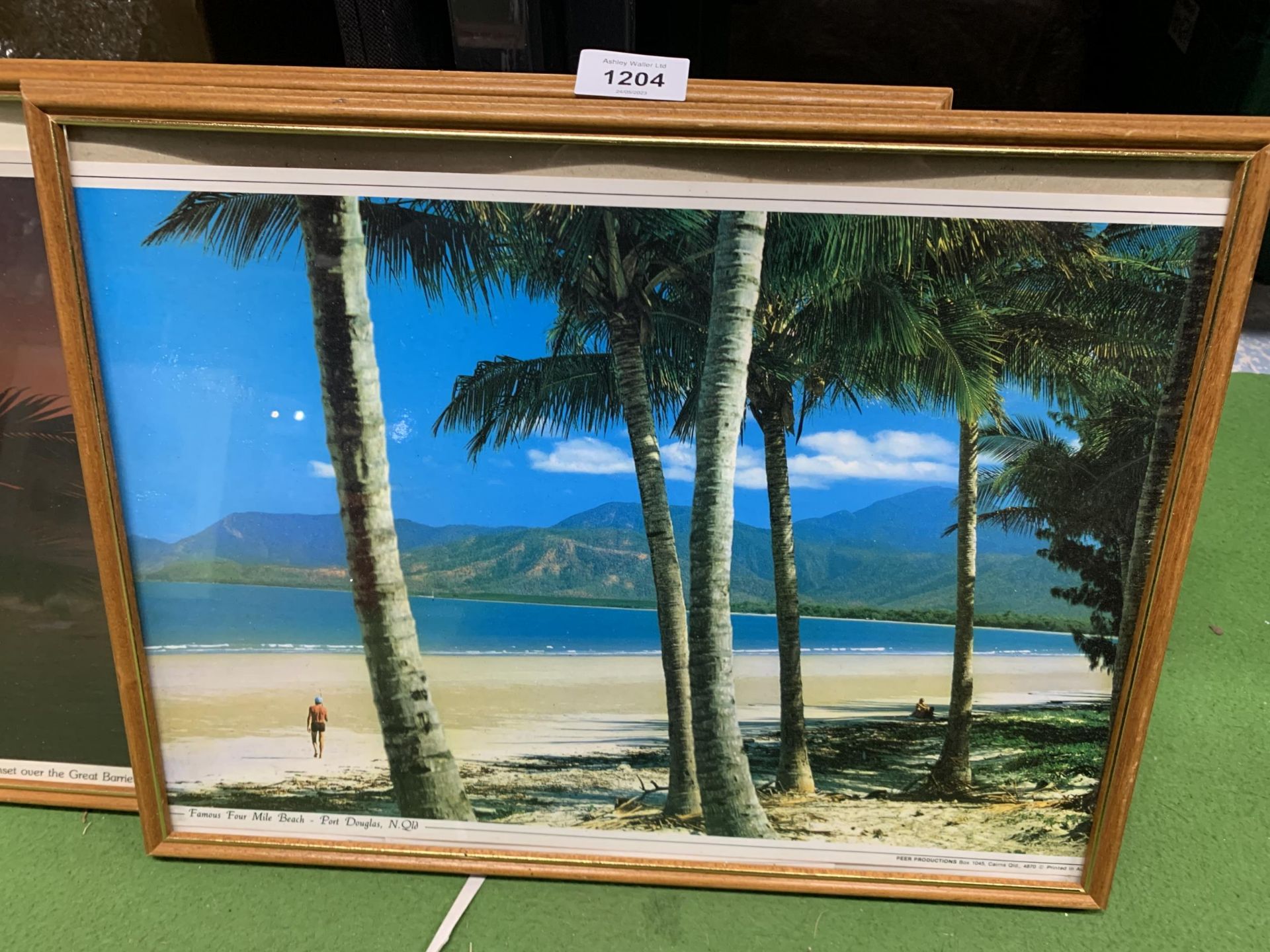 TWO FRAMED PRINTS, ONE OF SUNSET OVER THE GREAT BARRIER REEF, THE OTHER FOUR MILE BEACH, PORT - Image 2 of 4