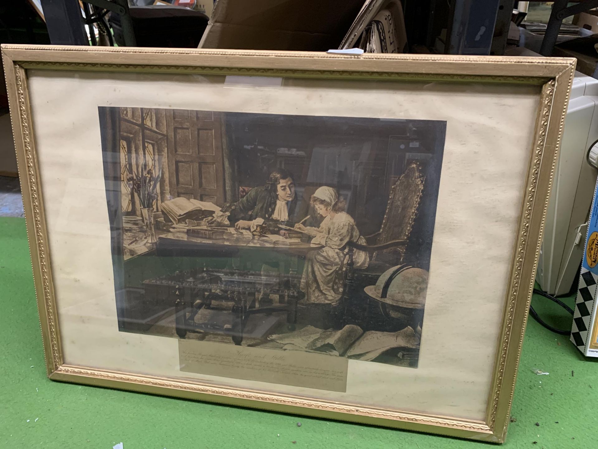 A GROUP OF FIVE FRAMED PRINTS TO INCLUDE GILT FRAMED VAN GOGH PRINT, CROSSING THE STREAM ENGRAVING - Image 4 of 5