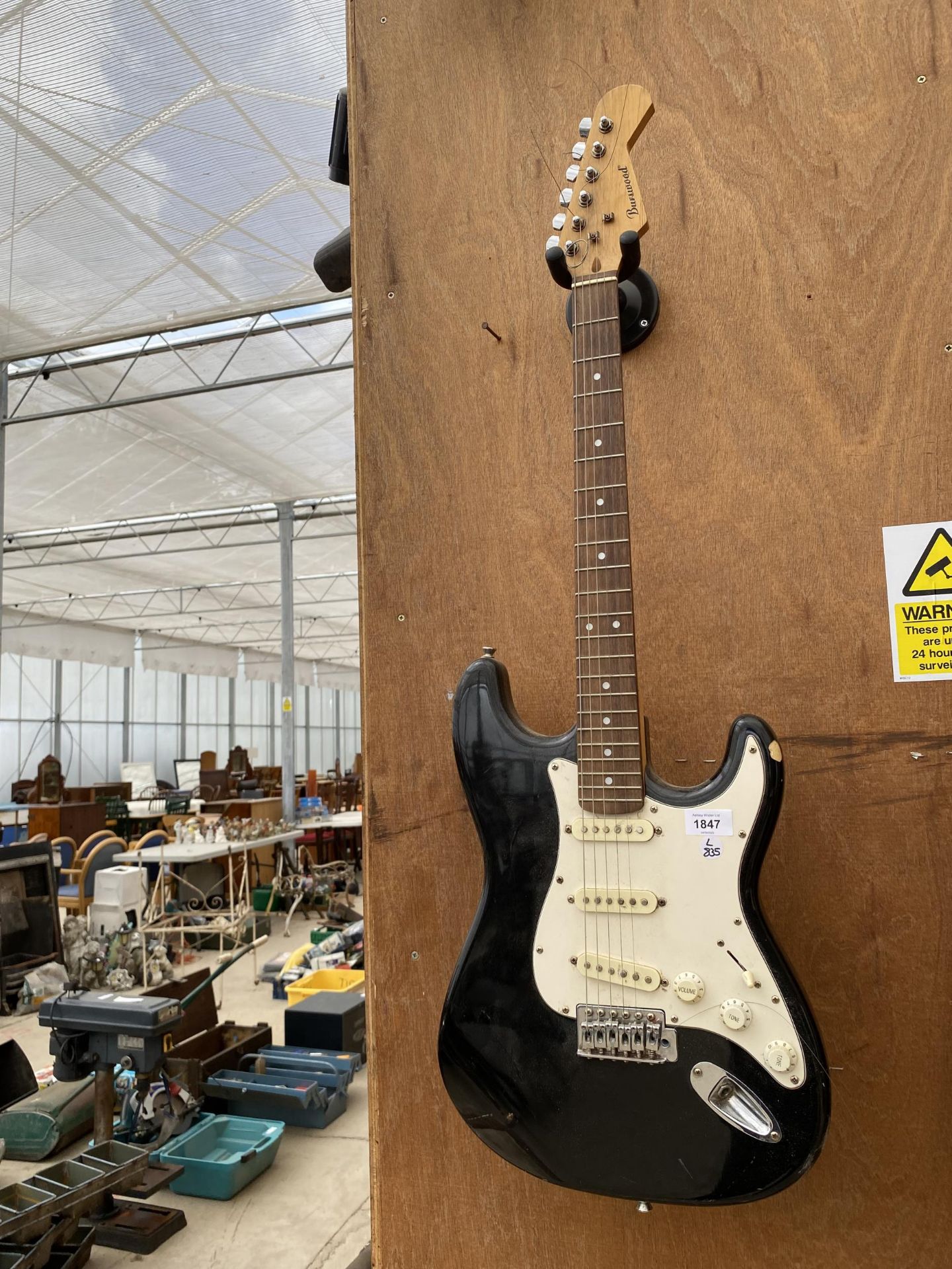 A BURSWOOD BLACK ELECTRIC GUITAR