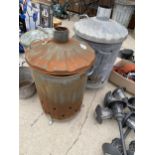 TWO GALVANISED METAL INCINERATOR DUST BINS