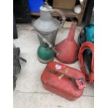 AN ASSORTMENT OF ITEMS TO INCLUDE A FUEL CAN AND A FUNNEL ETC