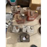 A GROUP OF TINNED ITEMS, CASTROL, MOTOR OIL, WOOD PRESERVER ETC