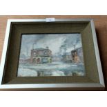 * PARILLE (20TH CENTURY) 'PUB IN SALFORD', OIL ON CANVAS, INDISTINCTLY SIGNED, TITLE VERSO,