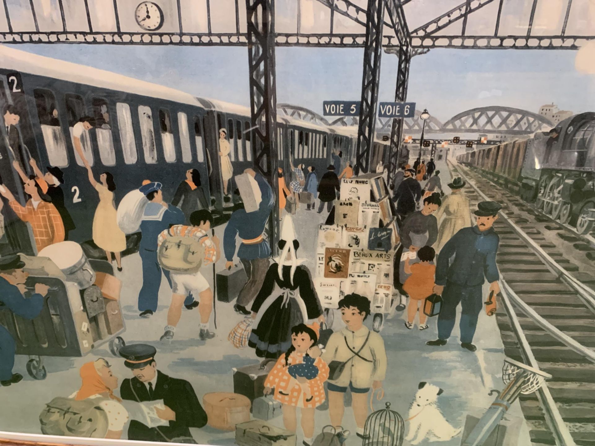 AN OAK FRAMED PRINT OF A STATION SCENE - Image 3 of 3