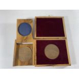 * A CASED PRESENTATION BRONZE MEDAL OF JERUSALEM WITH PLAQUE STATING 'PRESENTED TO CHIEF CONSTABLE