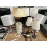 AN ASSORTMENT OF TABLE LAMPS AND SHADES