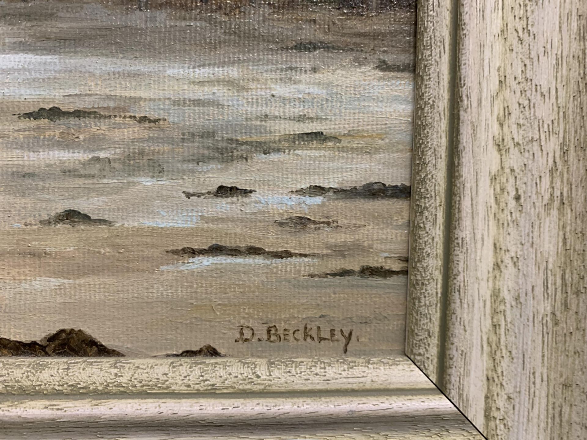 TWO FRAMED OIL PAINTINGS TO INCLUDE A D BECKLEY SIGNED COASTAL EXAMPLE - Image 3 of 6