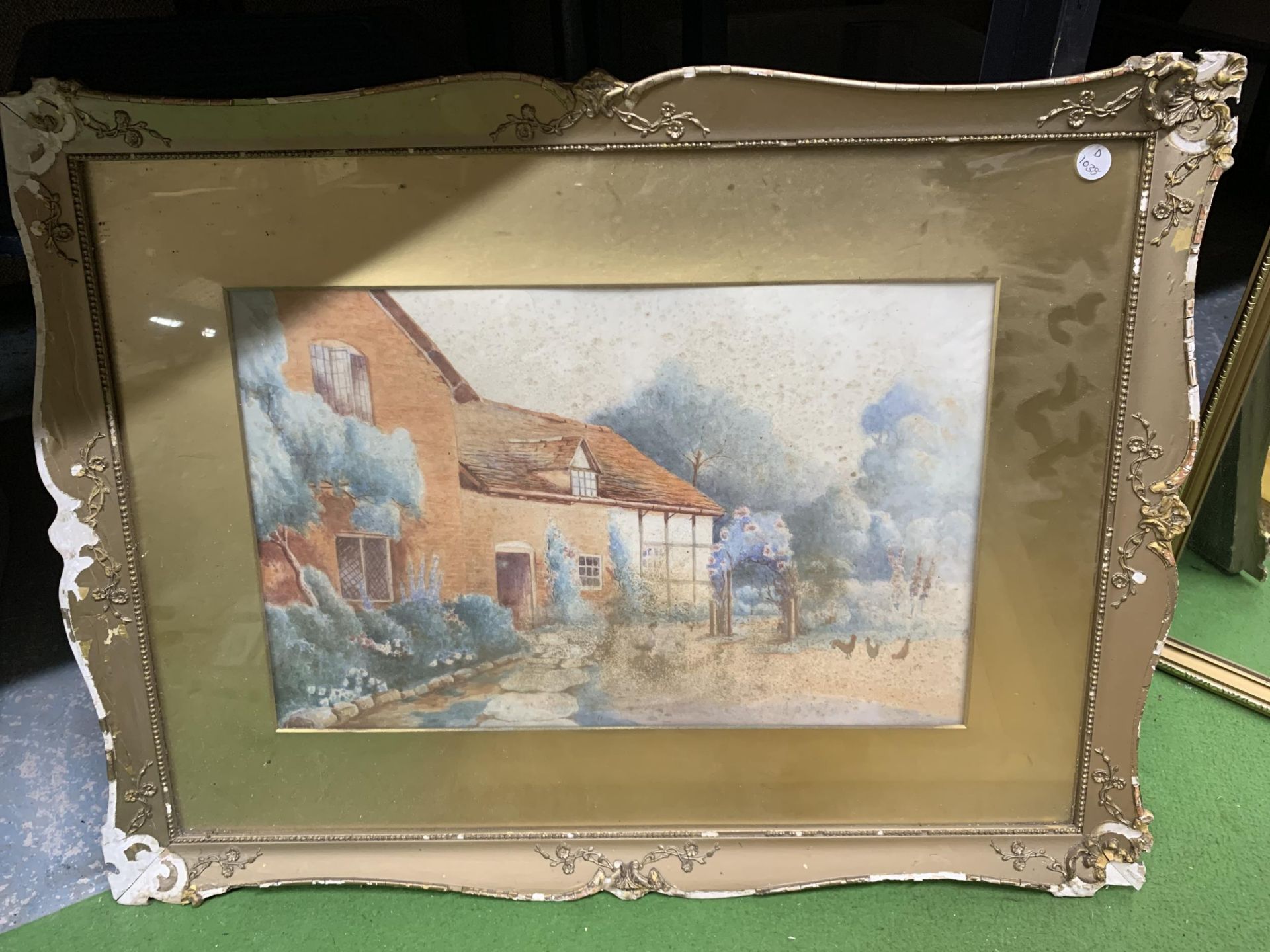 TWO FRAMED PICTURES - VICTORIAN GILT FRAMED WATERCOLOUR AND STILL LIFE PRINT - Image 4 of 5