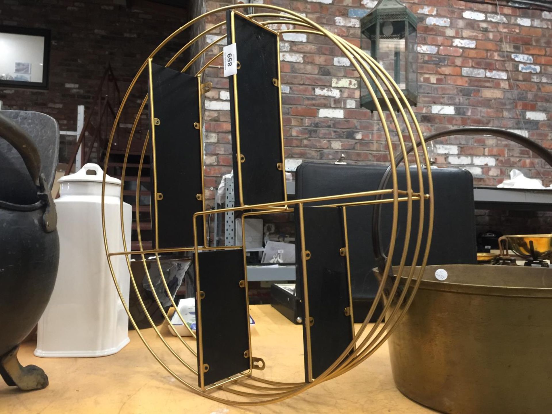 ART DECO STYLE ROUND METAL WALL SHELVES