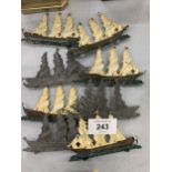 EIGHT VICTORIAN LEAD STAND UP GALLEONS