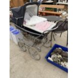 A VINTAGE SILVER CROSS PRAM