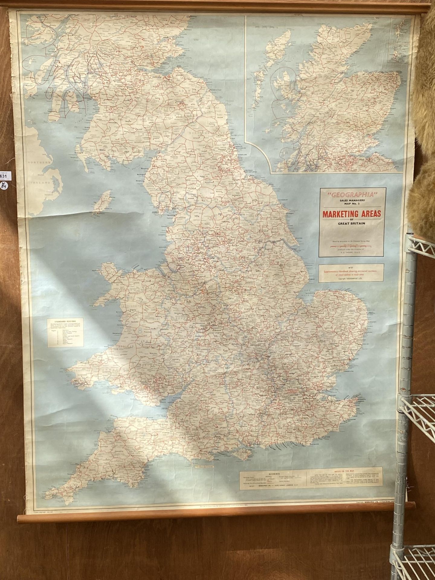 A VINTAGE 'GEOGRAPHIA' MARKETING AREAS OF GREAT BRITAIN MAP