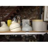 A QUANTITY OF VINTAGE STYLE CEILING LIGHT SHADES PLUS A LARGE LAMP SHADE