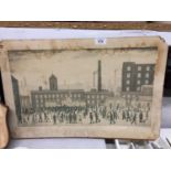 AN L S LOWRY PRINT ON BOARD - VERY FADED