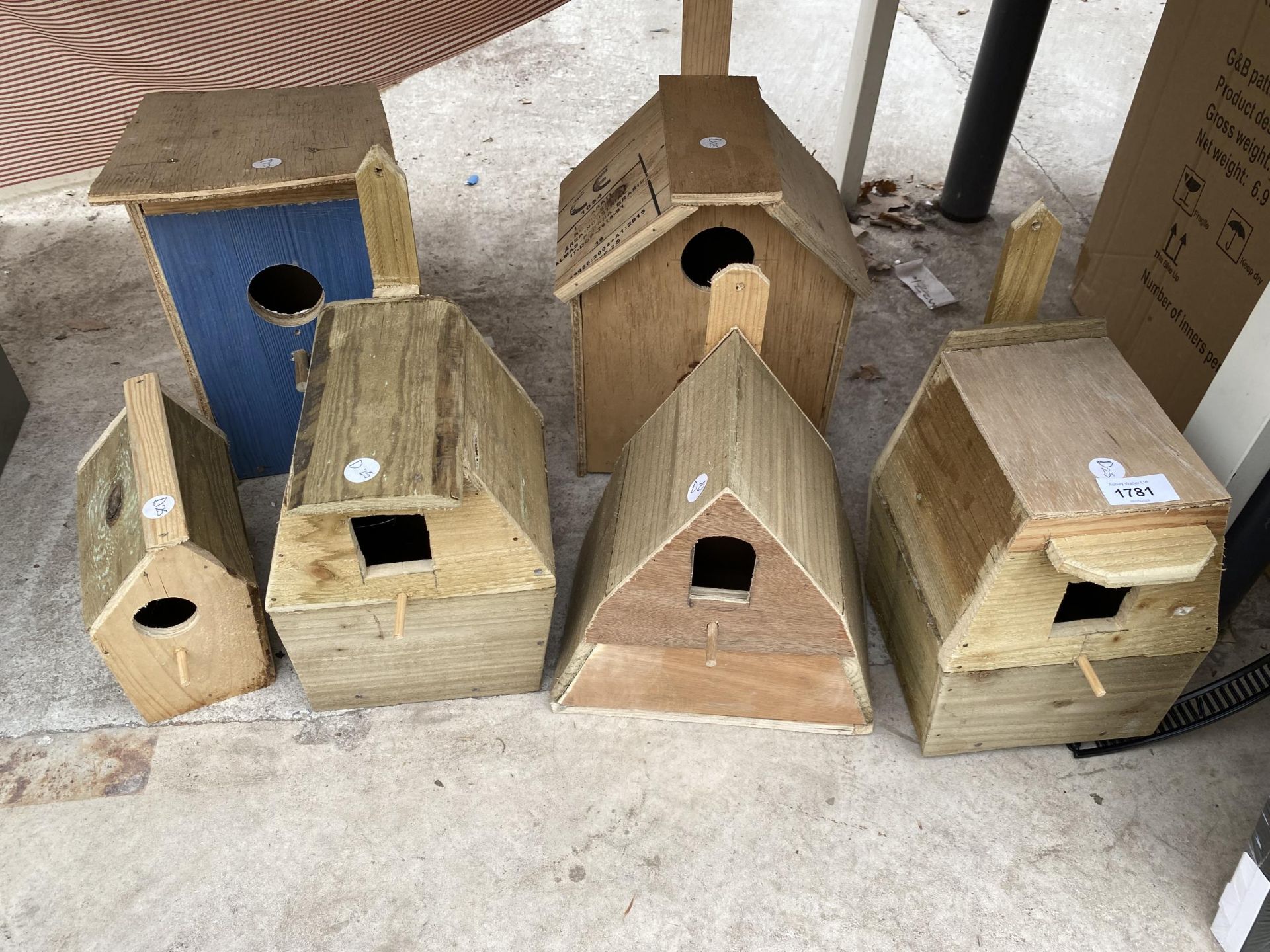 SIX VARIOUS WOODEN BIRD BOXES