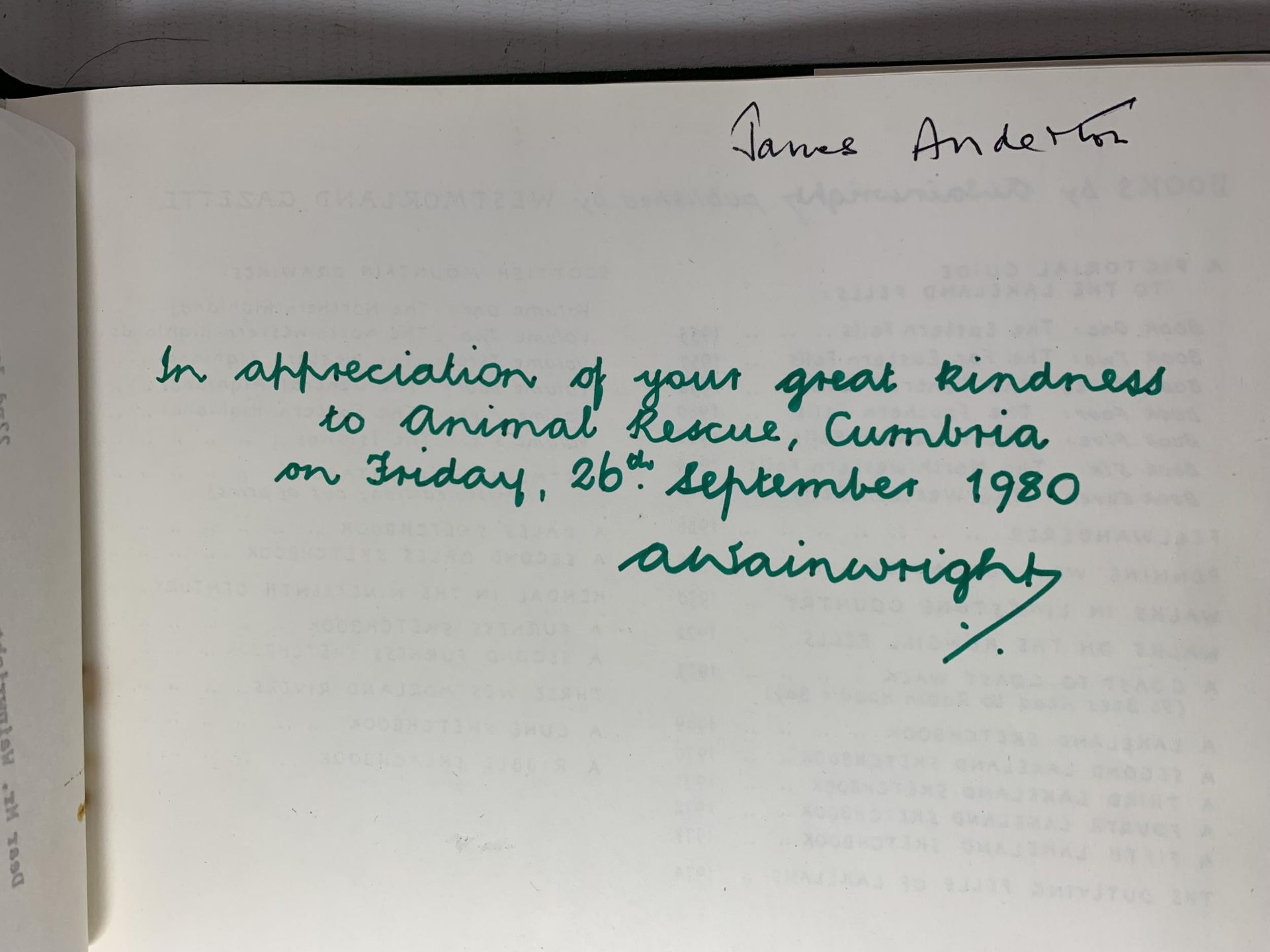 * ALFRED WAINWRIGHT 'A RIBBLE SKETCHBOOK' WITH SIGNED PRESENTATION INSCRIPTION TO JAMES ANDERTON & - Image 3 of 4
