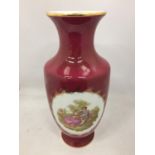 A LARGE LIMOGES CASTEL VASE WITH CLASSICAL DECORATION HEIGHT 35.5CM