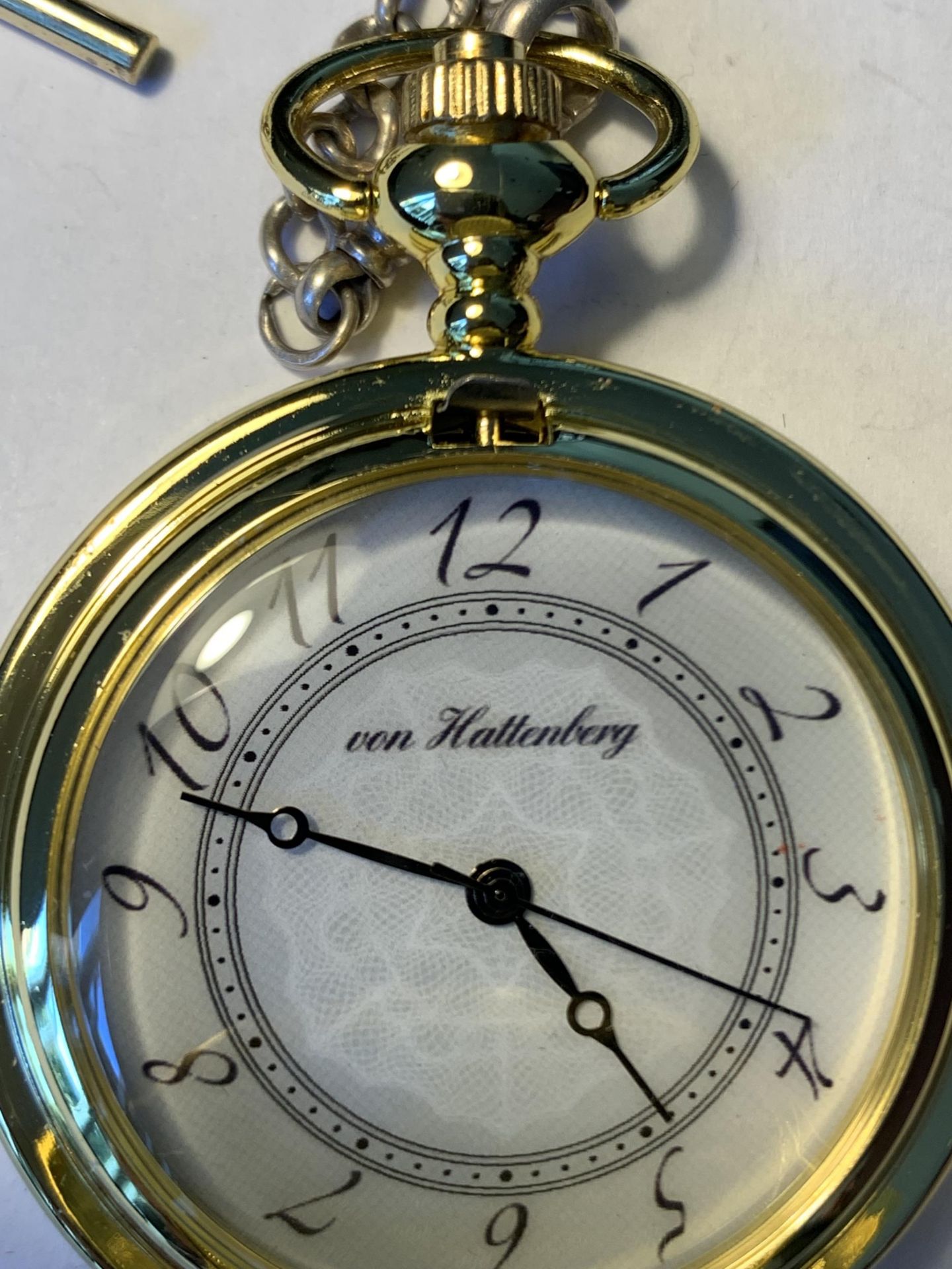 A SILVER HALF ALBERT CHAIN AND POCKET WATCH - Image 3 of 3