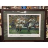 A LIMITED EDITION 440/1000 PRINT OF ENGLAND'S 20-17 VICTORY OVER AUSTRALIA IN THE FINAL OF THE RUGBY