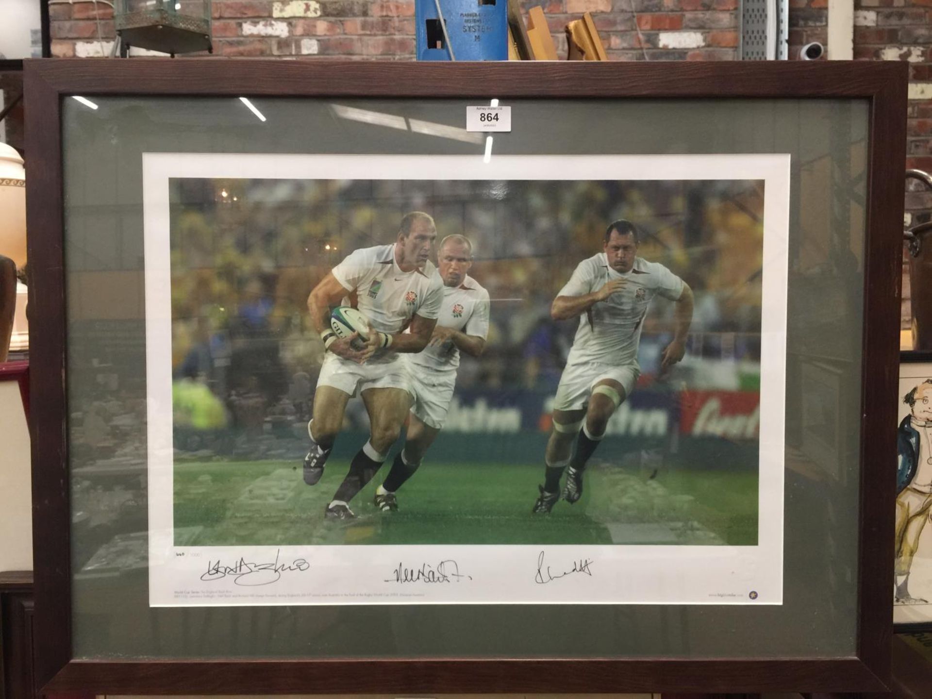 A LIMITED EDITION 440/1000 PRINT OF ENGLAND'S 20-17 VICTORY OVER AUSTRALIA IN THE FINAL OF THE RUGBY