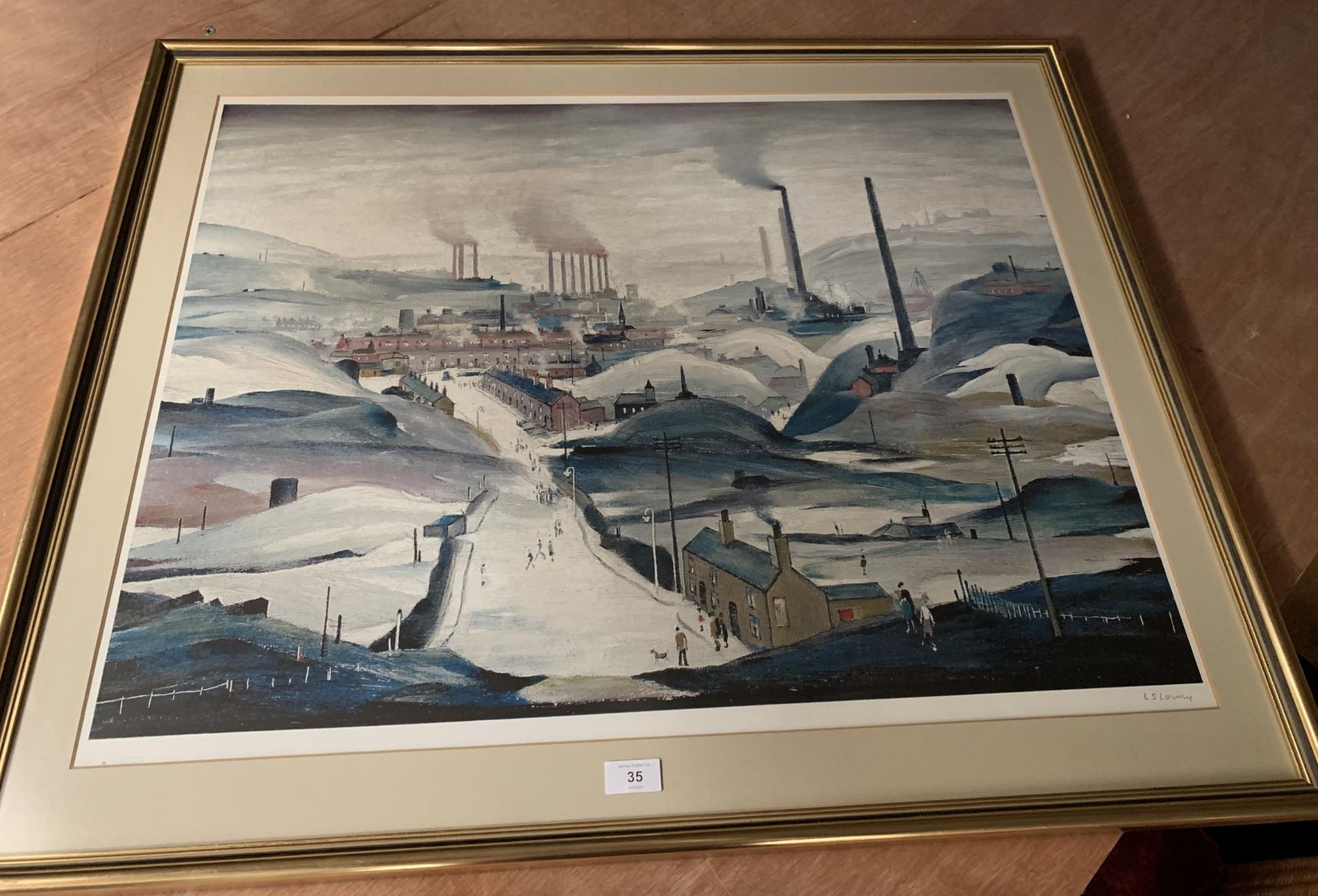 * LAURENCE STEPHEN LOWRY (BRITISH 1887-1976) 'INDUSTRIAL PANORAMA' SIGNED PRINT, BEARS MEDICI