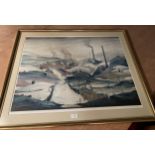 * LAURENCE STEPHEN LOWRY (BRITISH 1887-1976) 'INDUSTRIAL PANORAMA' SIGNED PRINT, BEARS MEDICI