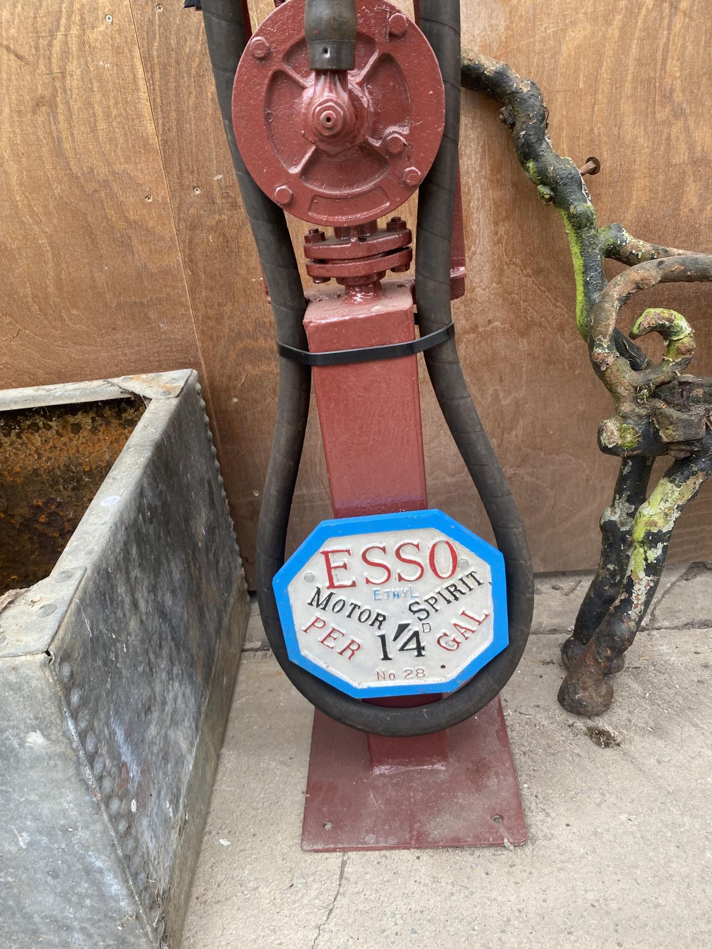 AN 'ESSO' PETROL PUMP WITH BRASS NOZZLE - Image 2 of 4