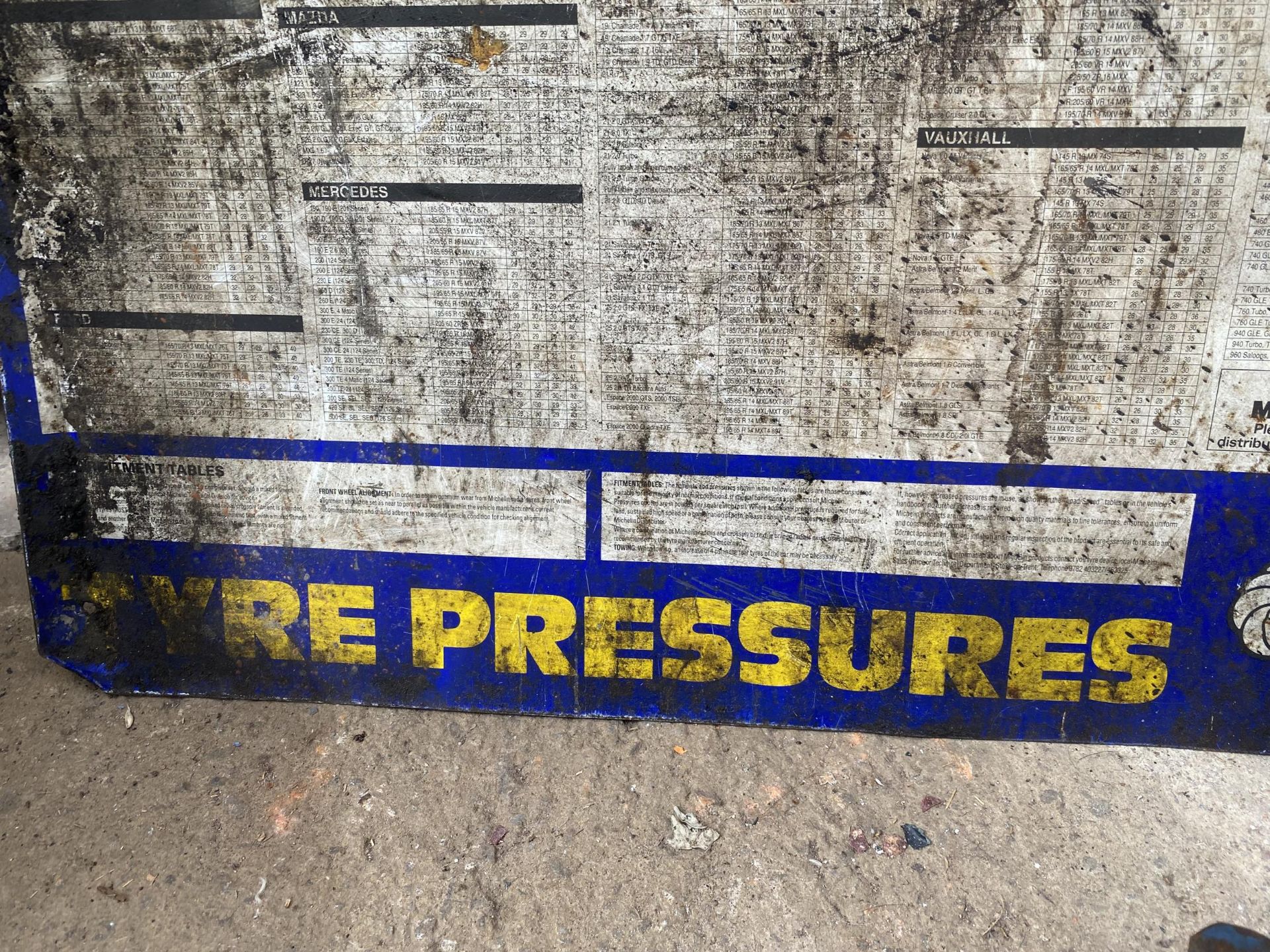 A VINTAGE METAL MICHELIN TYRE PRESSURES SIGN - Image 3 of 4