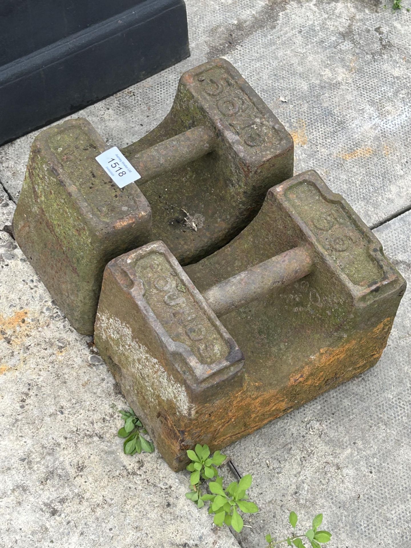 TWO VINTAGE CAST IRON 56LB WEIGHTS - Image 2 of 3