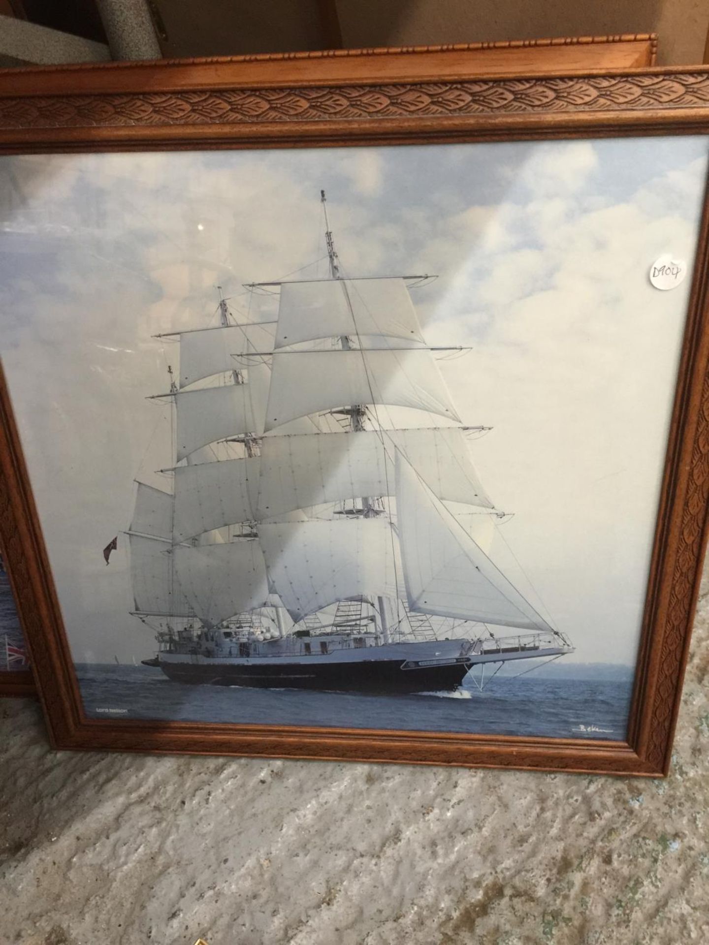 A QUANTITY OF FRAMED PRINTS AND PHOTOGRAPHS OF SHIPS AND CARS - Image 4 of 5