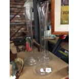 THREE LARGE SLIM NECKED VASES HEIGHT 40CM