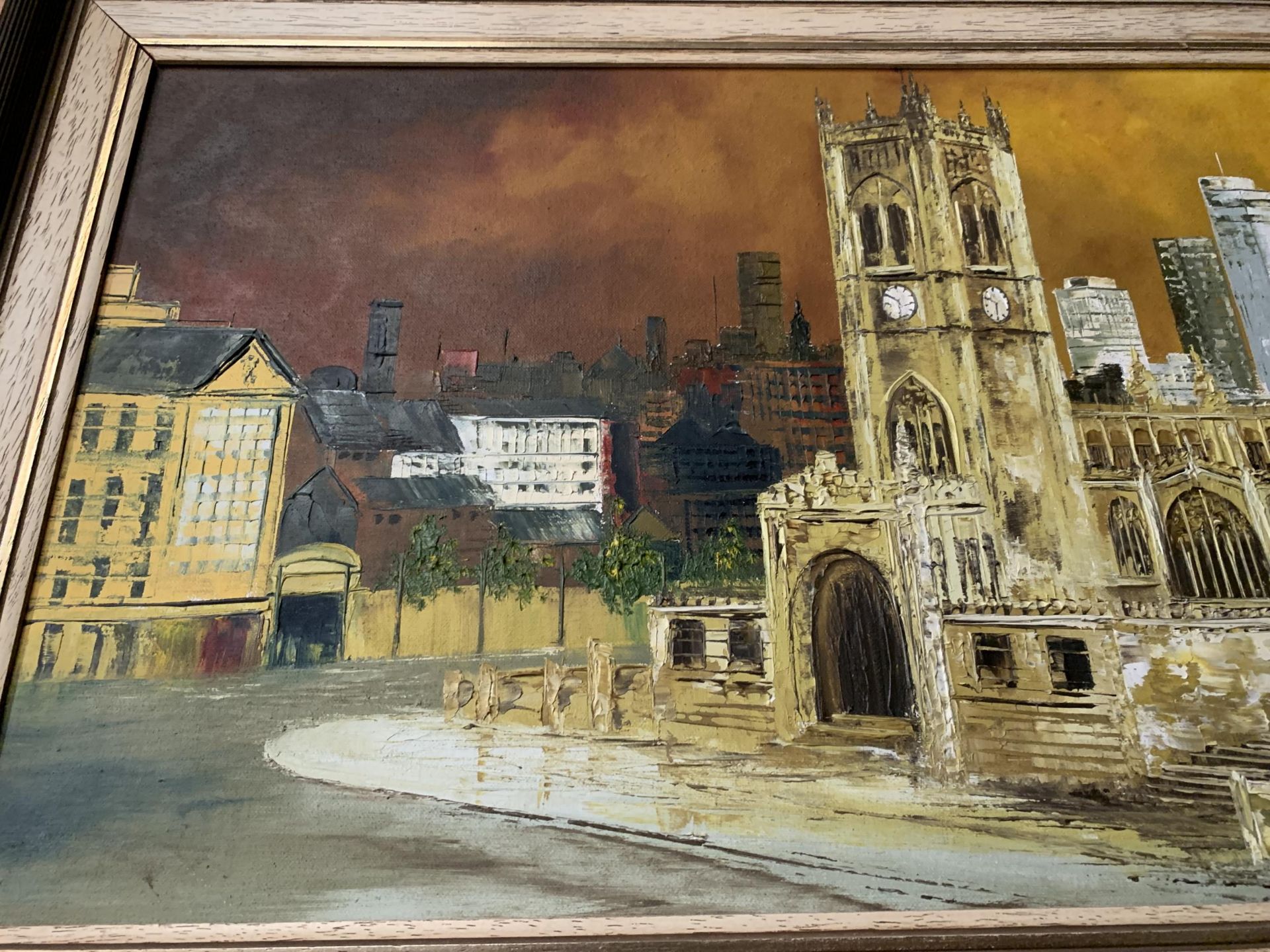 * GAZIER (20TH CENTURY) 'MANCHESTER CATHEDRAL', OIL ON CANVAS, 40 X 91CM, SIGNED, TITLE & DATE 78 - Image 2 of 7