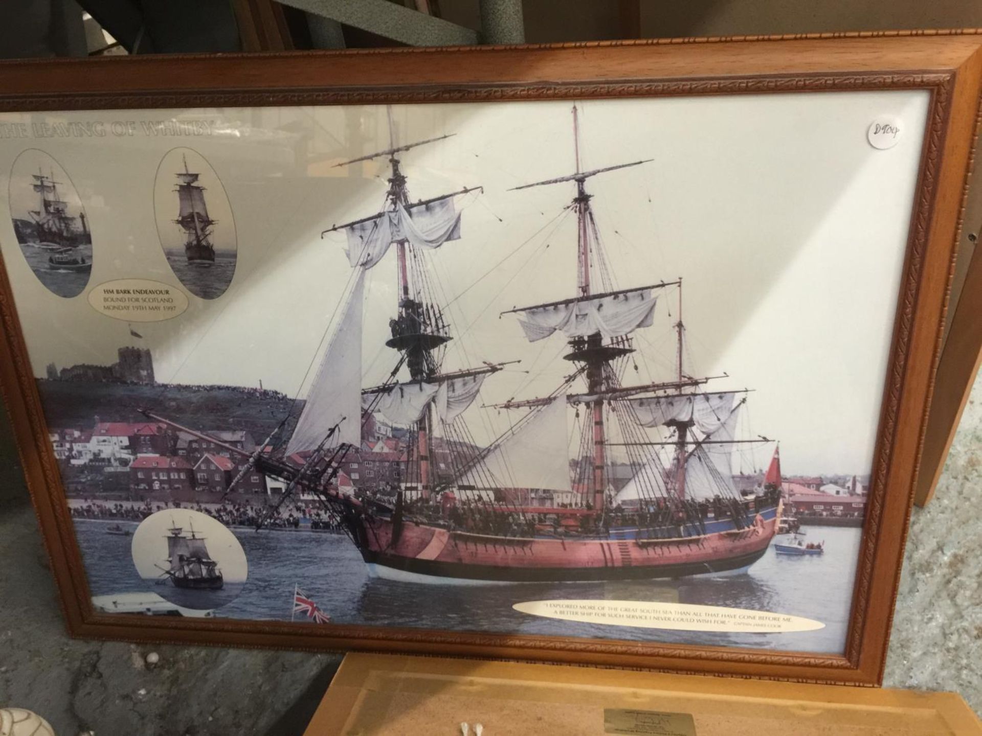 A QUANTITY OF FRAMED PRINTS AND PHOTOGRAPHS OF SHIPS AND CARS - Image 5 of 5