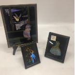 THREE VINTAGE BUTTERFLY WING GLASS PICTURES