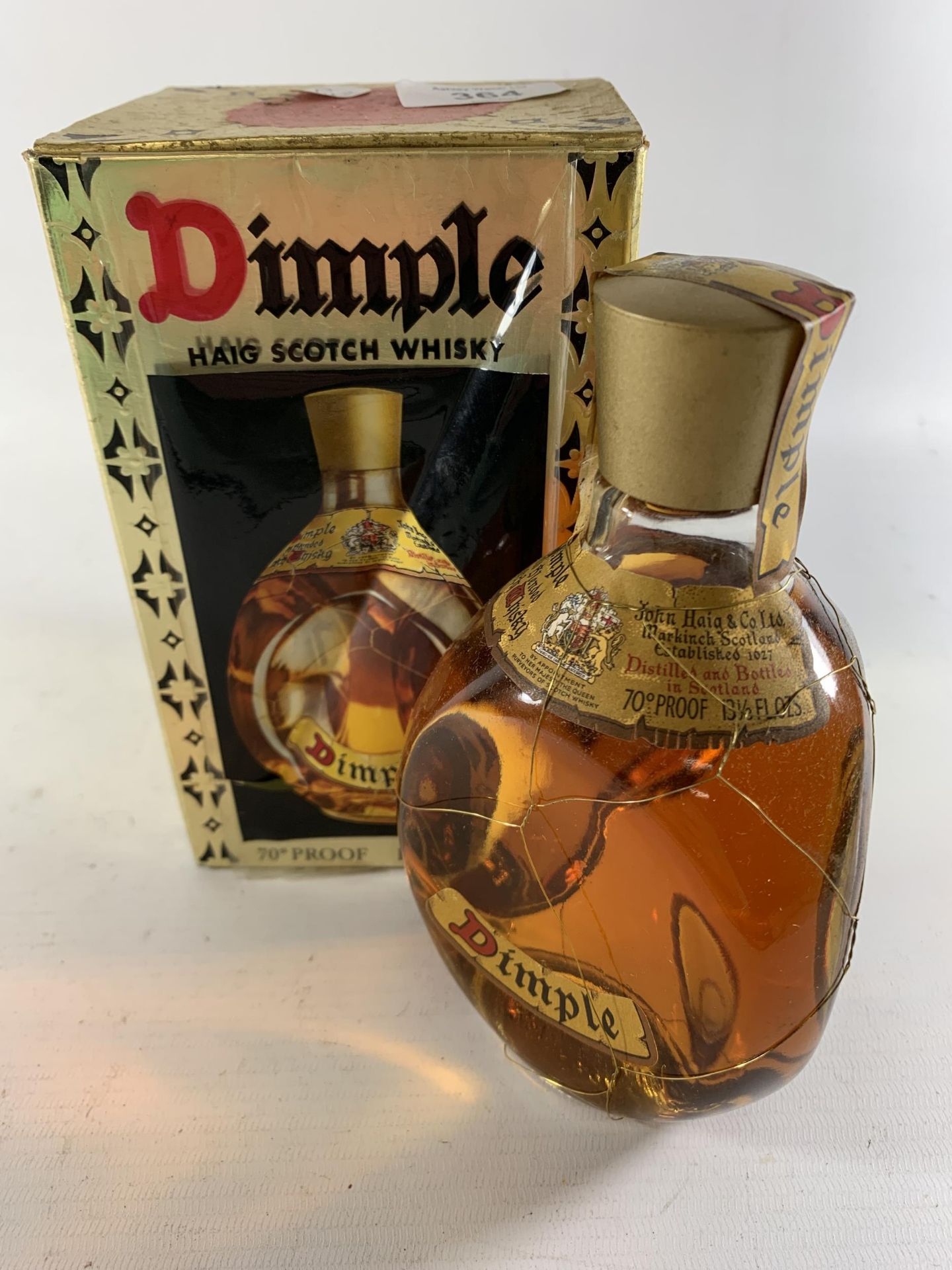 1 X BOXED BOTTLE - 70 PROOF 13 1/3 FL OZ DIMPLE WHISKY