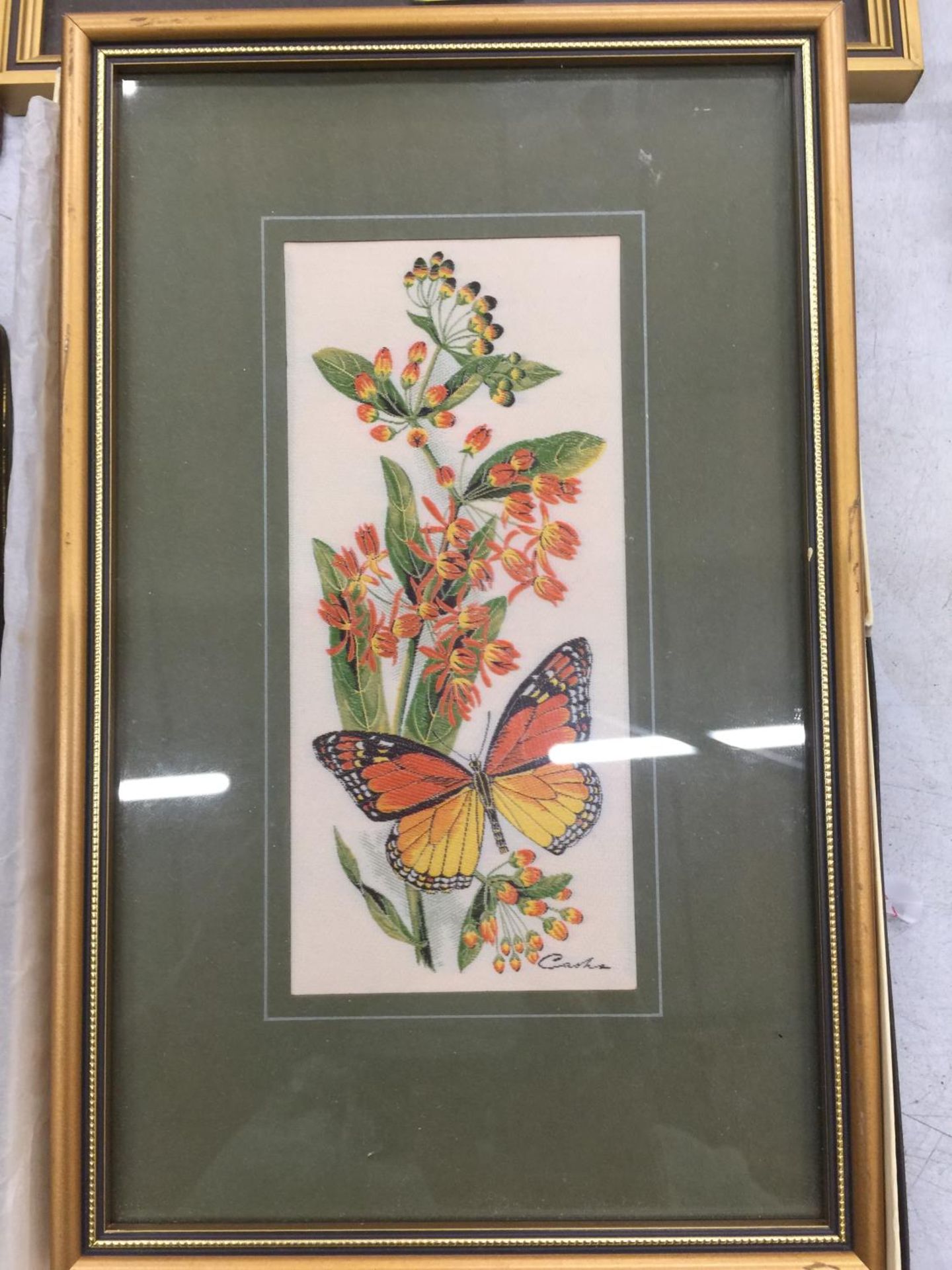 A CASH'S WOVEN PICTURE OF A BUTTERFLY AND RED DEER - Image 3 of 3