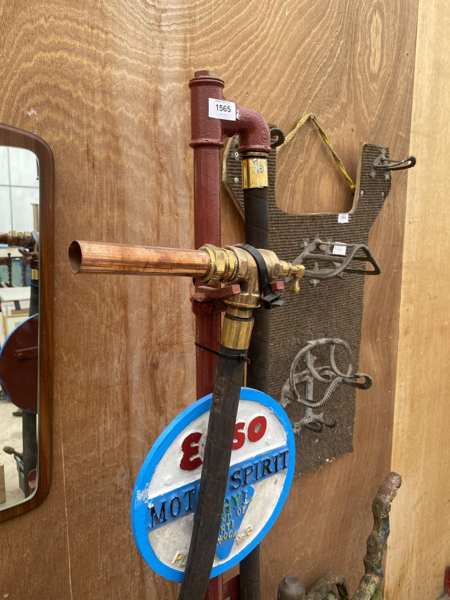 AN 'ESSO' PETROL PUMP WITH BRASS NOZZLE - Image 4 of 4