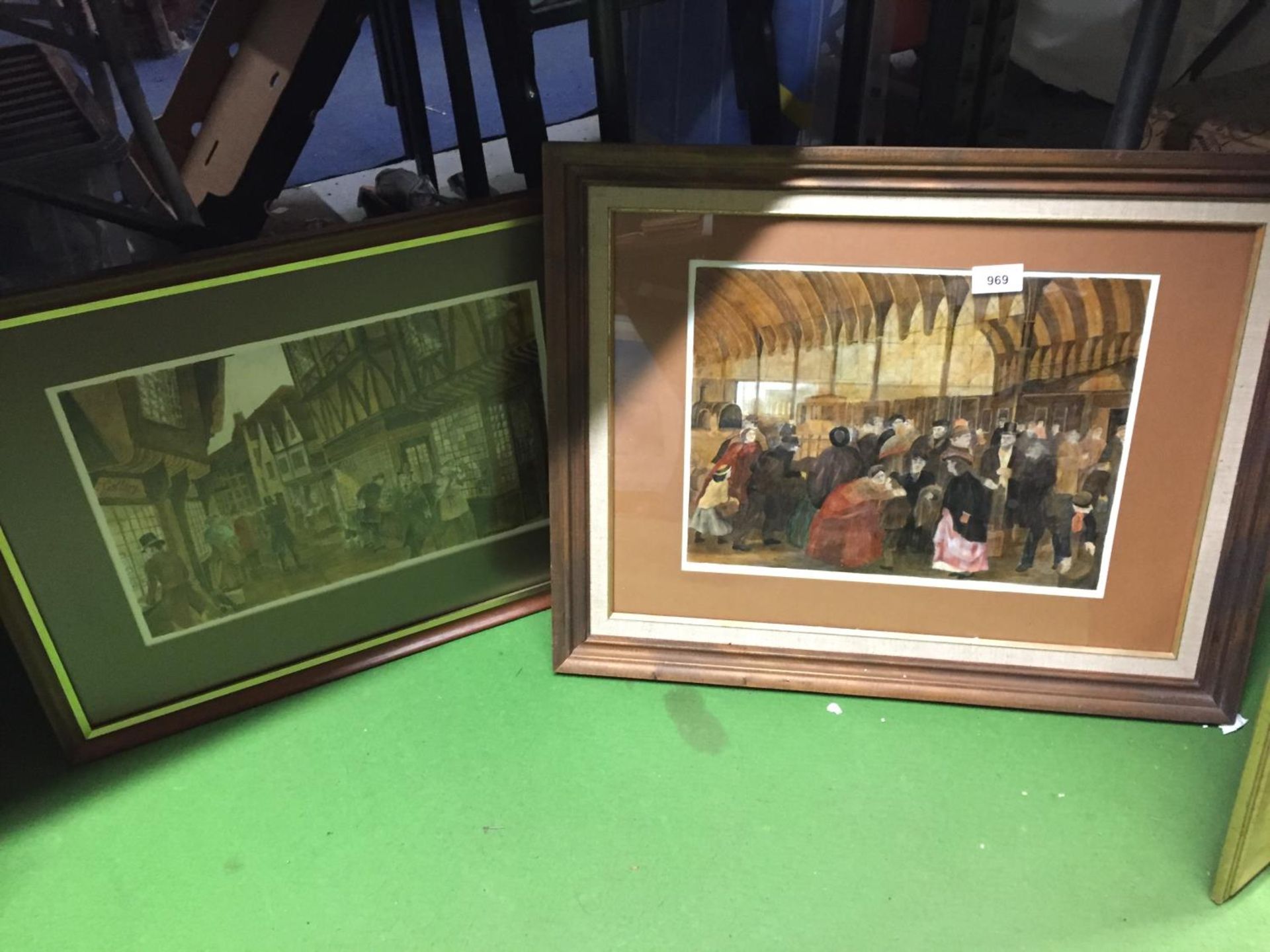 TWO FRAMED PRINTS OF A VINTAGE TOWN (CHESTER?)