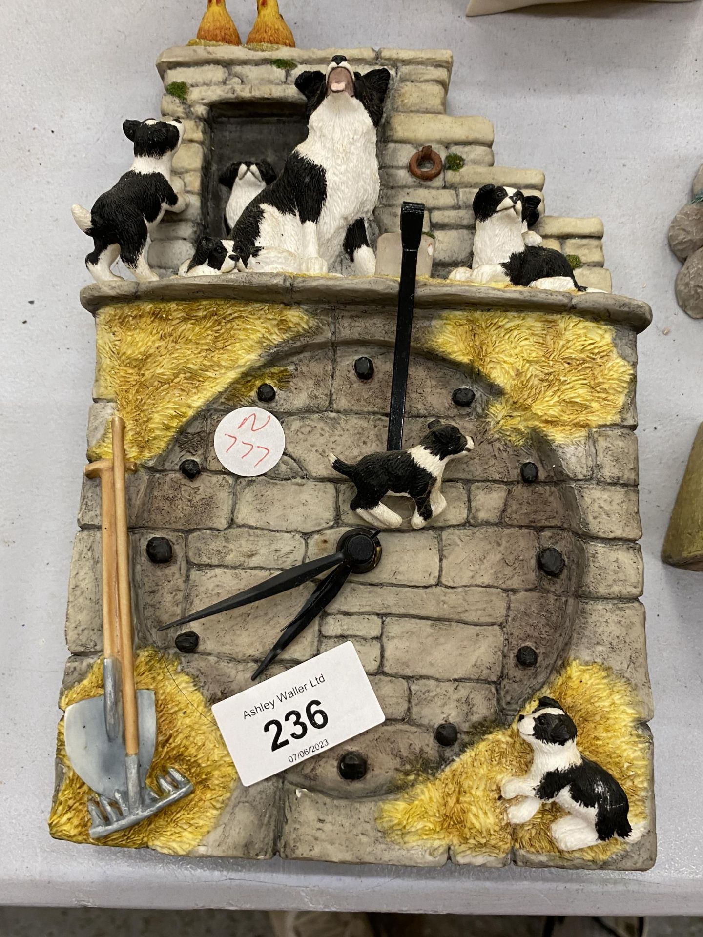 A LARGE QUANTITY OF BORDER COLLIE AND SHEEP FIGURES TO INCLUDE A JAMES HERRIOT WALL CLOCK, - Image 2 of 4