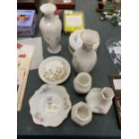 A COLLECTION OF AYNSLEY 'WILD TUDOR' CHINA TO INCLUDE VASES, TRINKET DISH, PIN TRAYS, ETC