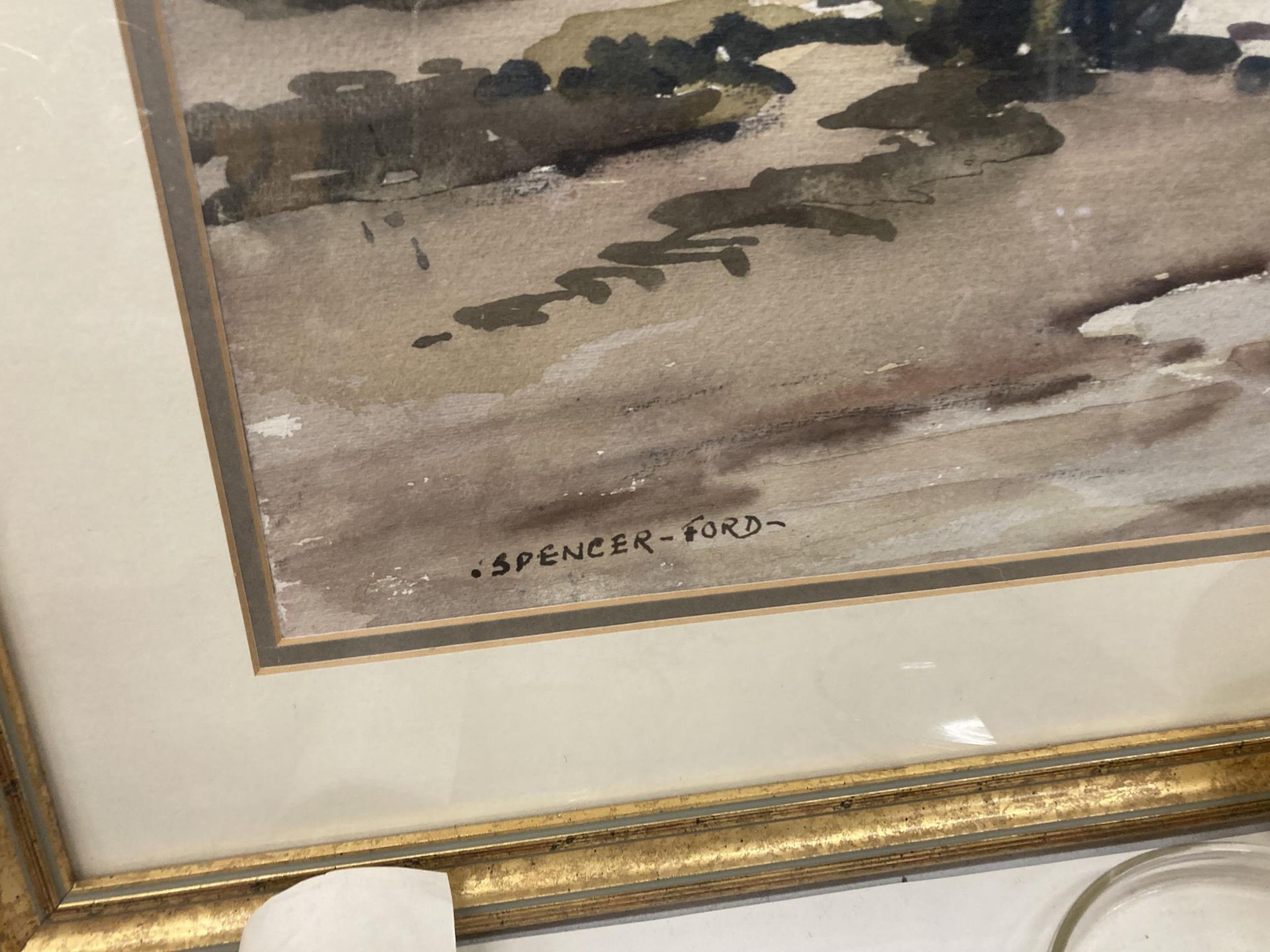 A FRAMED SIGNED WATERCOLOUR BY SPENCER FORD, 'LOW TIDE AT CEMAES BAY, ANGLESEY' - Image 3 of 3