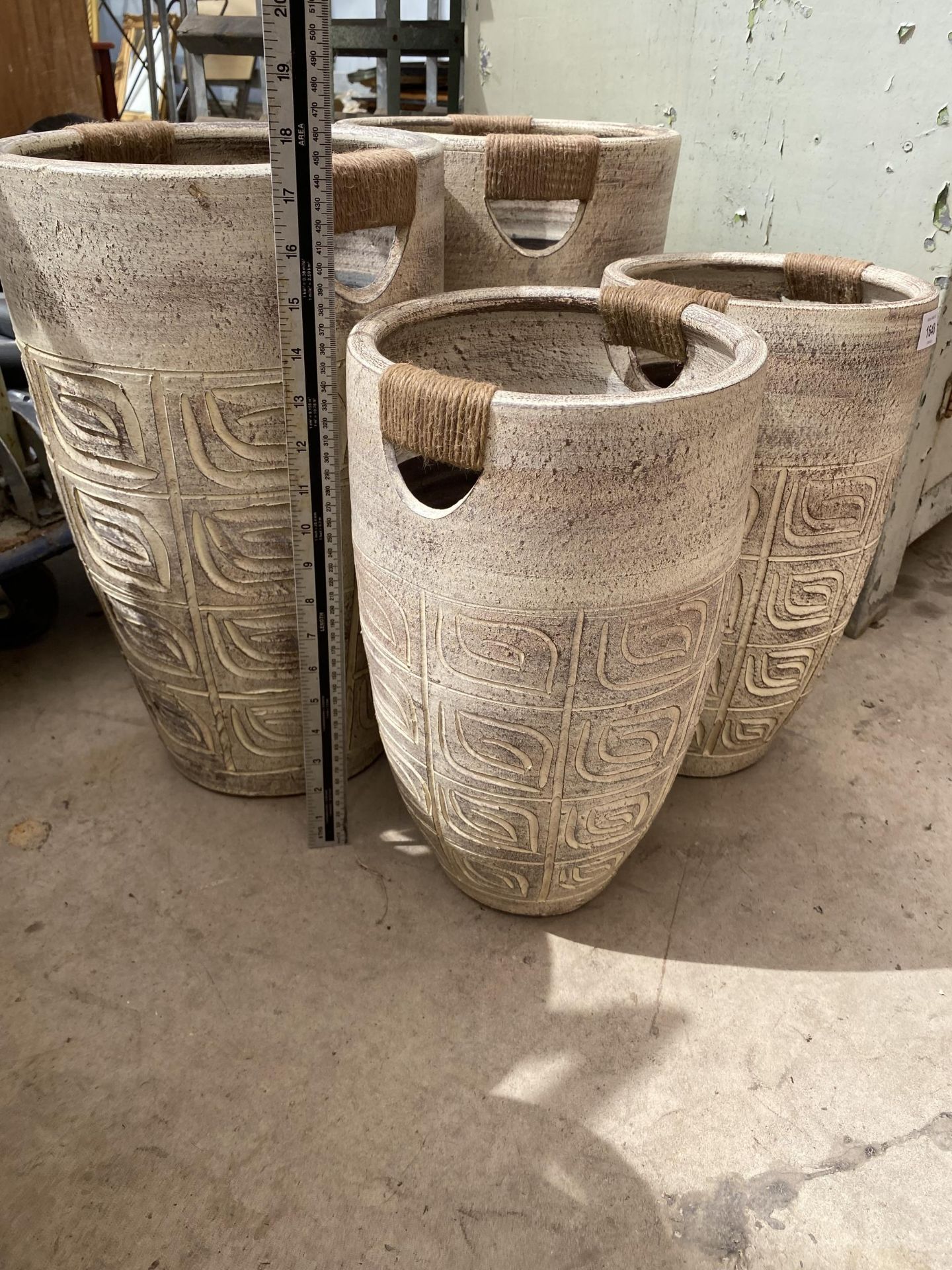 A SET OF FOUR AS NEW GRADUATED TWIN HANDLE TERRACOTTA PLANTERS (2 LRG AND TWO SMALL) - Image 2 of 2