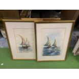 THREE FRAMED WATERCOLOURS OF BOATS SIGNED A SUM