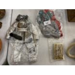 A QUANTITY OF VINTAGE ACTION MAN CLOTHES TO INCLUDE A SPACE SUIT