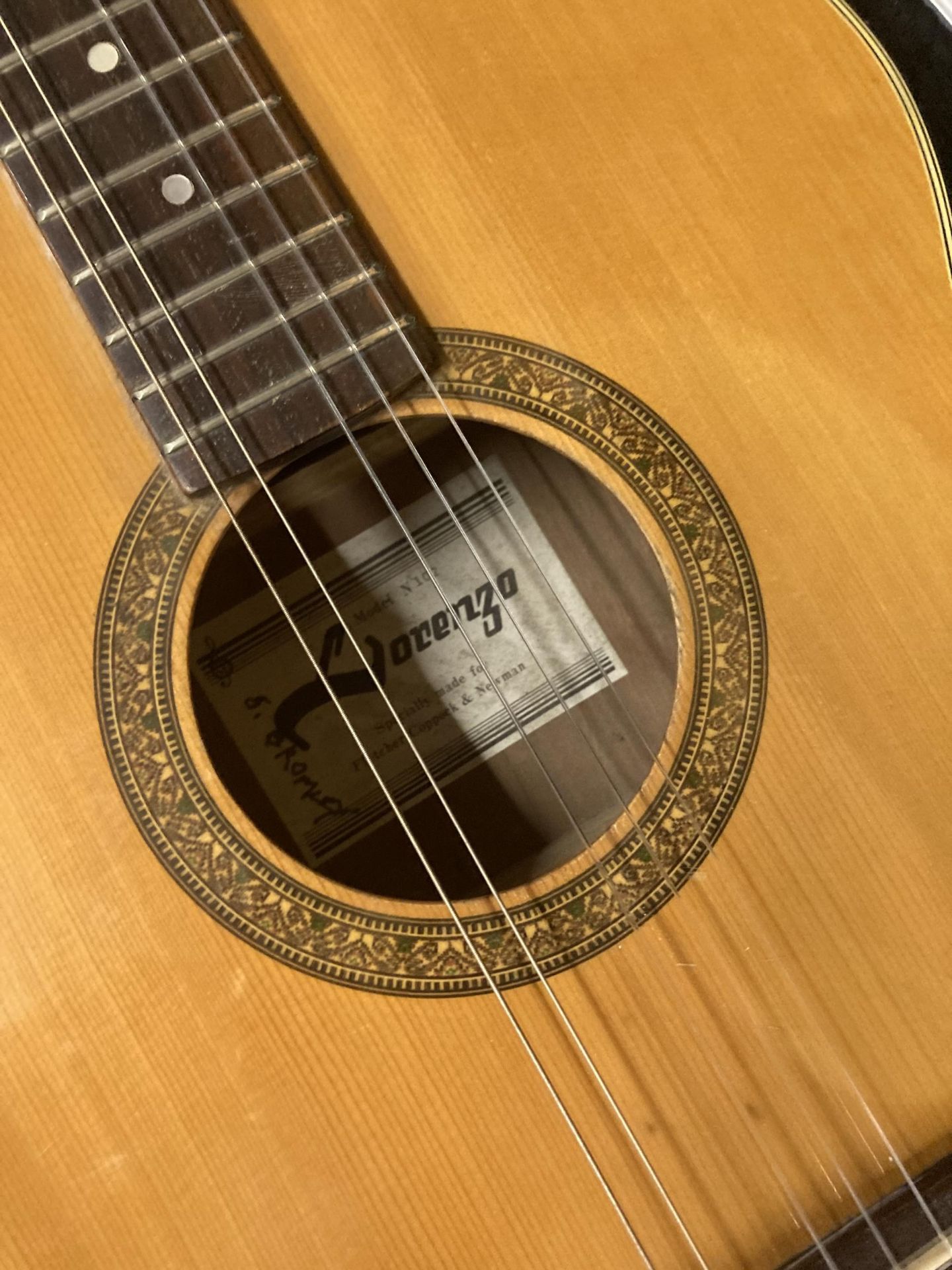 A LORENZO ACCOUSTIC GUITAR WITH HARD LINED CASE - Image 3 of 3