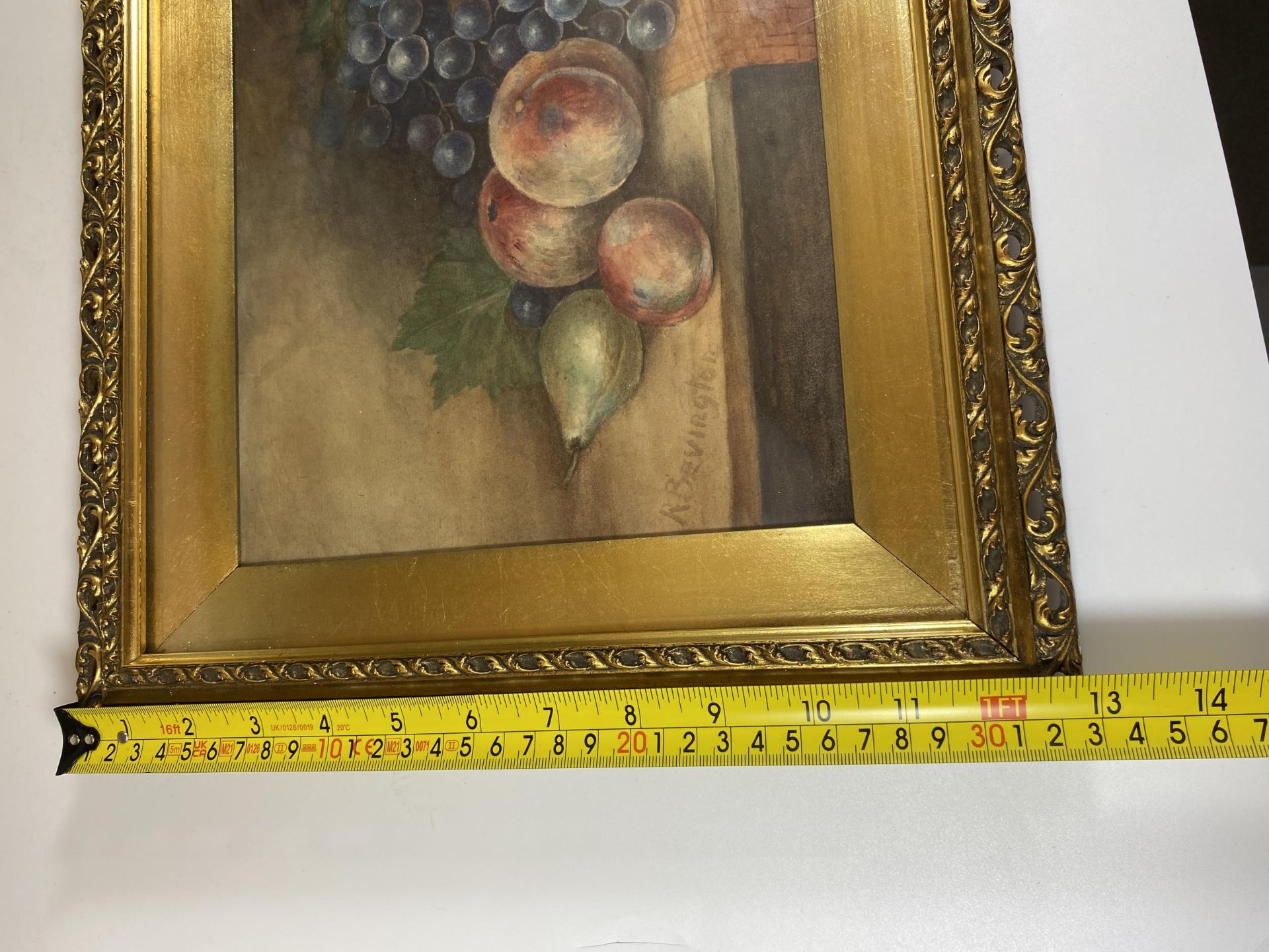 A PAIR OF RAYMOND BEVINGTON, (ROYAL WORCESTER ARTIST), ORIGINAL WATERCOLOURS IN DECORATIVE GILT - Image 7 of 8