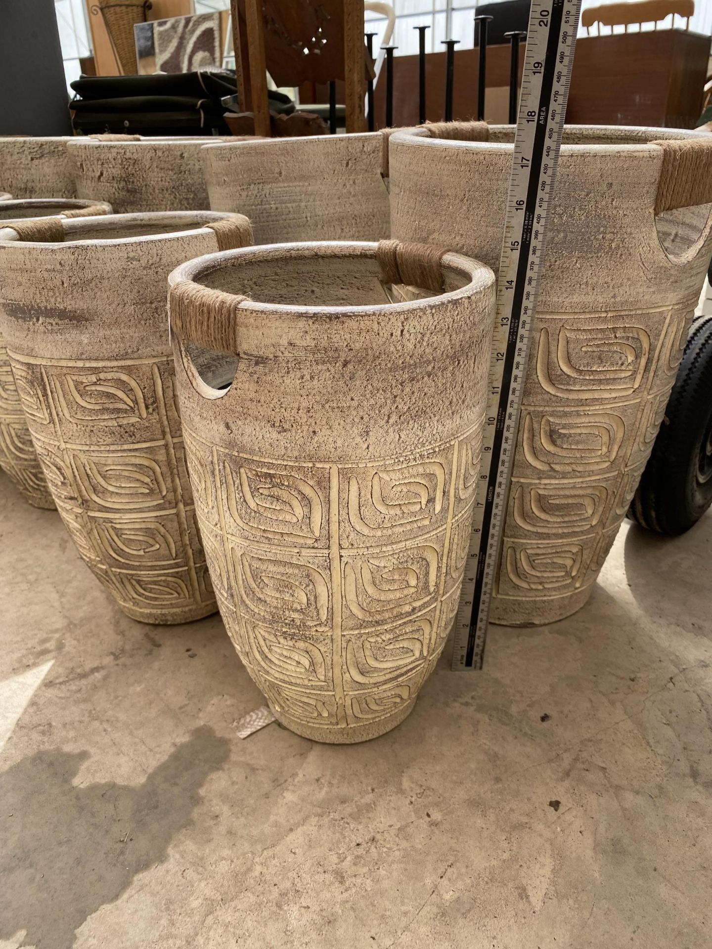A SET OF FOUR AS NEW GRADUATED TWIN HANDLE TERRACOTTA PLANTERS (2 LRG AND TWO SMALL) - Image 2 of 2