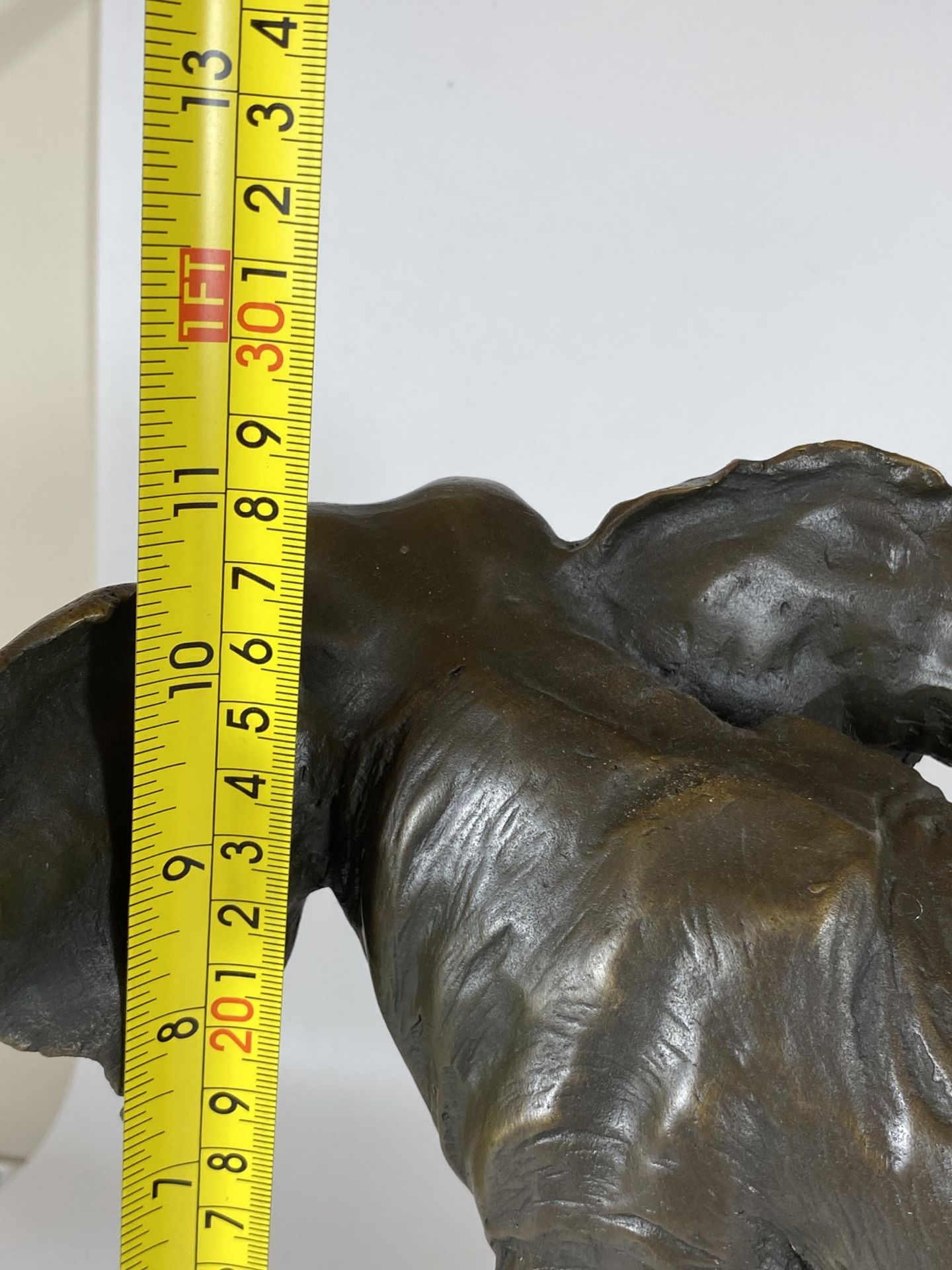 A LARGE BRONZE MODEL OF AN AFRICAN ELEPHANT ON MARBLE BASE, SIGNED BARYE, HEIGHT 29CM, LENGTH 29CM - Image 8 of 9